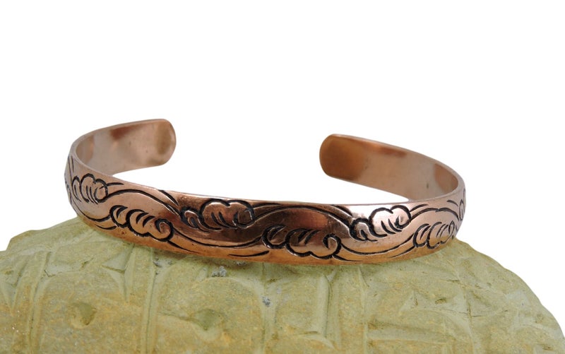 Hands Of Tibet Tibetan Hand Crafted Copper Medicine Bracelet From Nepal (Style 10) - Image 2